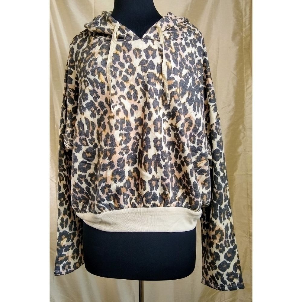 BP Leopard Print Cropped Hooded Sweatshirt - 2X - Picture 4 of 10